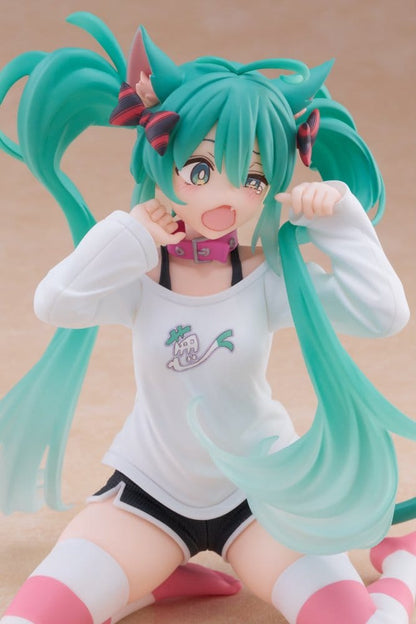 Hatsune Miku - Hatsune Miku Cat Ear, PVC Statue Desktop Cute Figure T-Shirt Ver. 13 cm